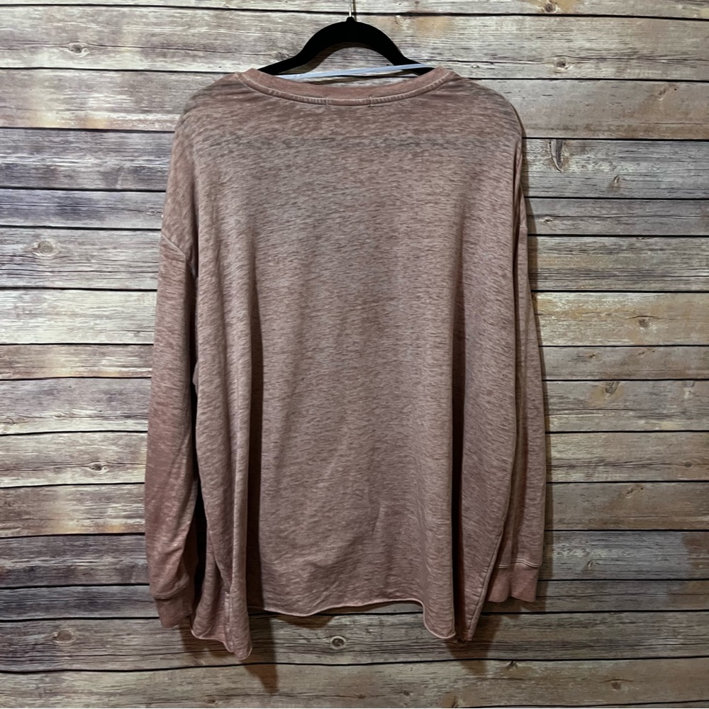 C&C California Pink Ultra Light Soft Distressed Fray Love Logo Sweatshirt 2X B3 - Picture 4 of 4